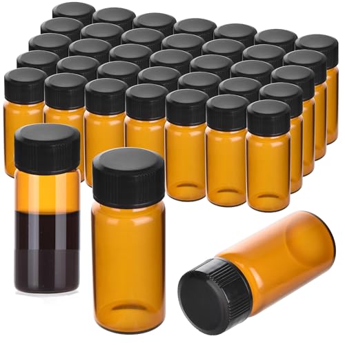 BIGLEE 100PCS 8ML Amber Small Glass Vials with Screw Caps - color: Amber, size: 8ML-100PCS