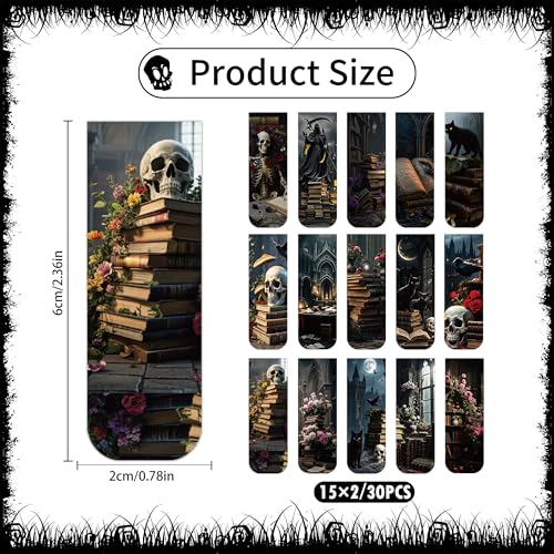 Dark Academia Magnetic Bookmarks, 30 Pcs Gothic Magnet Bookmark Clips, Witchy Novelty Book Mark for Reading Women Men, Dark Romance Merch Gifts Office School Supplies - style: Dark Academia 03