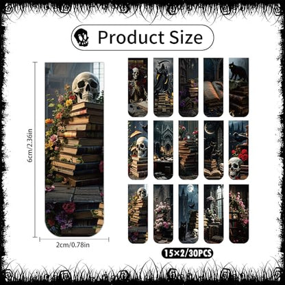 Dark Academia Magnetic Bookmarks, 30 Pcs Gothic Magnet Bookmark Clips, Witchy Novelty Book Mark for Reading Women Men, Dark Romance Merch Gifts Office School Supplies - style: Dark Academia 03