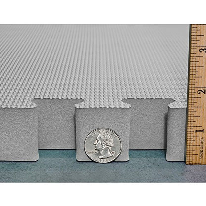 Meister X-Thick 1.5" Interlocking EVA Foam Mats - GY - 25 Tiles (100 Sqft) | Extra-thick 2X cushioning w/ anti-slip grip. 2' x 2' puzzle mats for wrestling, MMA, gymnastics, home gyms and play areas - color: Grey, size: 25 Tiles (100 Sqft)