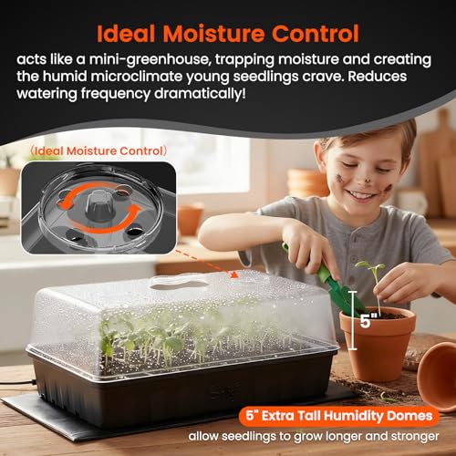 SOLIGT 3 Set 60-Cell Seed Starter Kit with Domes, Cell Trays and Heat Mats | Cloning, Propagation and Germination Station - size: 3 SET
