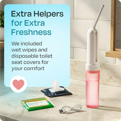 Portable Electric Bidet for Travel - Portable Bidet Rechargeable Handheld Sprayer with 3 High Pressure Modes, USB-C, Adjustable Nozzle & Extra Clean Kit, IPX6 Waterproof Peri Bottle (Pink) - color: Pink