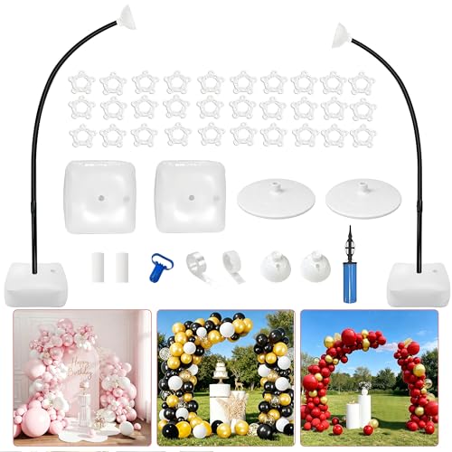 Balloon Arch Kit,Free Bending 8.2FT & 5FT Half Balloon Arch Stand - color: Black