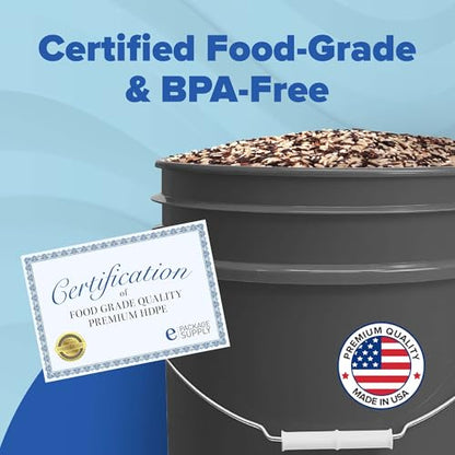 5 Gallon Plastic Bucket with Airtight Lid | Made in USA | Food Grade Bucket | BPA-Free | Heavy Duty 90 Mil All Purpose Pail | One 12" Rubber Mallet & One Lid Opener Included | 1 Pack | Airtight Lid, Mallet and Lid Opener Included, Heavy-Duty 90 Mil HDPE P