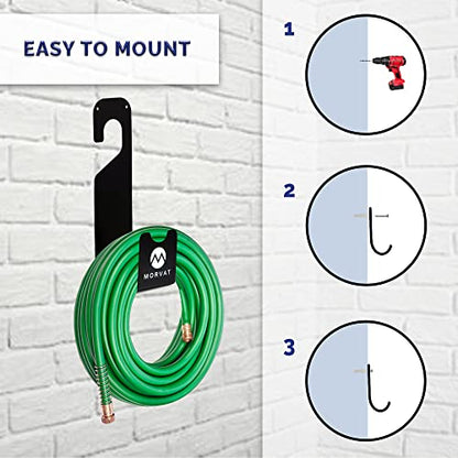 Premium 150 Ft Hose Hanger with Rust Resistant Metal, Organize Your Garden, Garage & Outdoor Storage Area, Wall Mount Holder or Hang/Hook Over Water Spigot with Included Screws