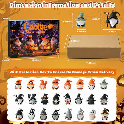 Gnome Advent Calendar 2026,Halloween Countdown Advent Calendar,Advent Calendar,with 24 Gnome Collectible Figures,Halloween Advent Calendars Gift kids Teen Adults - color: orange