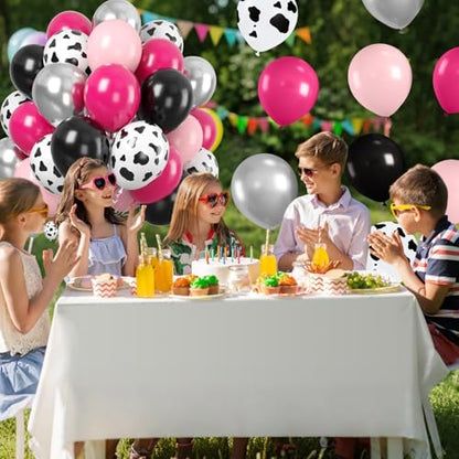 Pink Black Cow Balloons, 60 Pcs Cow Print for Girls Cowgirl Birthday Party - color: Pink Black Cow