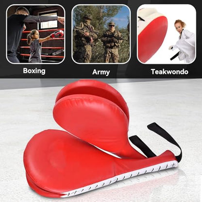 Taekwondo Kick Pad, Karate Martial Arts Training Equipment Kicking Target Pad, Double Strike Boxing Pad Punching Paddles for Kids Youth Adult Tae Kwon Do Karate Kickboxing, 15 x 7.5in, Red