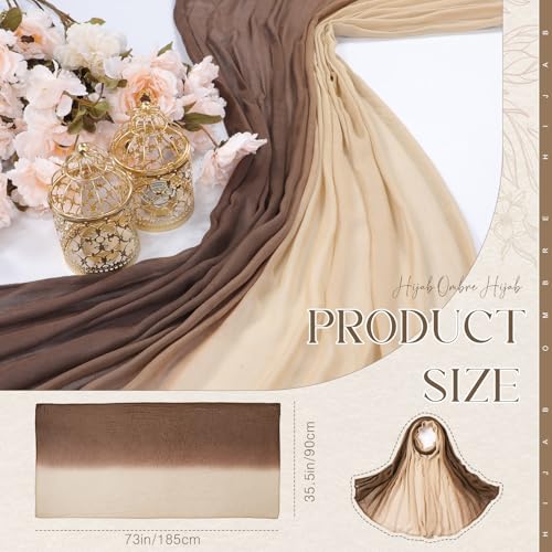 Geyoga Ombre Hijab Head Scarf for Women Muslim Modal Rayon Shawl Lightweight Soft Head Wrap - color: Almond,beige