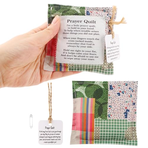 Mini Prayer Quilt with CROS-s Inside, Handmade Squares Pocket Scripture Prayer Quilt for Sympathy Remembrance Appreciation Easter (Size:2pcs)