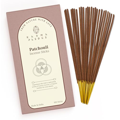 KarmaPledge Patchouli Incense Sticks, Burn Time 45-60 Min, 100 Sticks - color: Patchouli