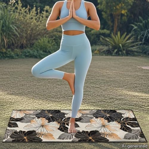 Hibiscus Print Car Seat Towel Cover After Gym Anti-Slip Soft Towel Bucket Seat Covers 60 x 33 Inch Universal Sweat Towels for Truck Sedan SUV, Easy to Install - color: Brown and Black - Hibiscus