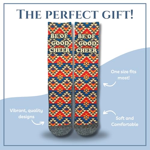 Men's – Christian Crew Socks for Men with Scripture | Moisture-Wicking | Easter Gift Idea - color: Be of Good Cheer