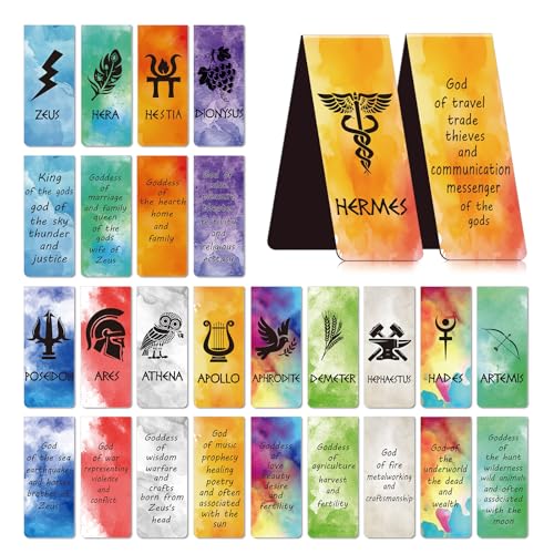 Wxiben Greek Mythologies Magnetic Bookmark - 28PCS Olympians Gods Magnetic Bookmarks The Gods of Ancient Greece Book Marks Page Magnets Marker Clip for Book Lovers Student Teacher Reading Bookish Gift - style: Greek Mythologies