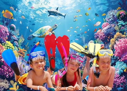 Under The Sea Photography Backdrop 7x5FT Ocean Underwater World Background Aquarium Coral Baby Shower Birthday Party Banner Decorations Photo Props