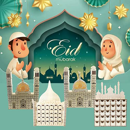 Ramadan Countdown Calendar, Wooden Ramadan Advent Countdown Calendar, Wooden Drawer Muslim Ramadan Decoration for Home Office Table Eid Party Decor