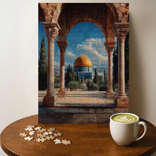 AL AQSA Mosque Islamic Architecture Mosque Islam Jigsaw Puzzle - 500 Pieces Wooden Puzzle for Adults, Wall Art Gift, Finished Size: 20 x 15 Inch - color: Al Aqsa Mosque Islamic Architecture Mosque - 500 Pieces