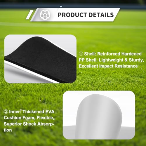 Extra Mini Soccer Shin Guards for Toddler, Kids, Youth & Adults | Ultra Lightweight Insert Small Shin Pads, Boys Girls Men Women, Shock-Absorbing Protection, 3.7×2.4 In, Training & Matches - color: Black+White