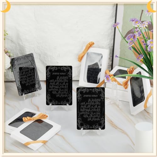 Yinkin 12 Pcs Eid al-Adha Gifts for Women Ayatul Kursi Islamic Party Favors Gifts Ramadan Muslim Wedding Table Art Room Party Decoration with Clear Stand and Gift Boxes (Black)