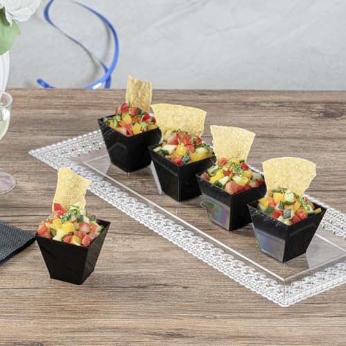 Restaurantware 2-OZ Mini Kova Dessert Tumbler Cup - Elegant Square Black Plastic Cups: Perfect for Serving Desserts and Snack Samples - Disposable and Eco-Friendly - 100-CT - color: Black, size: 2 oz