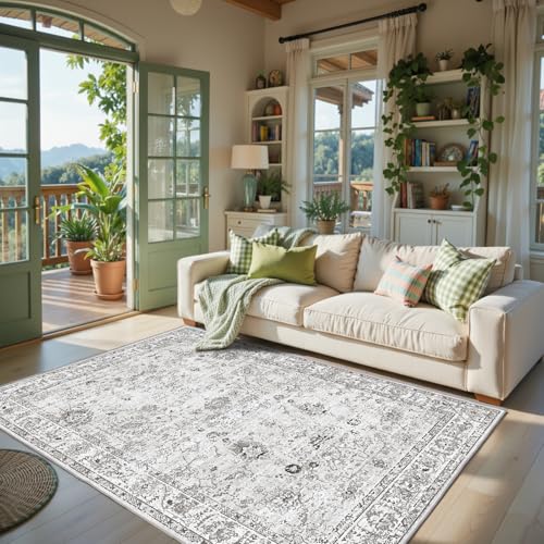 Grey Floral Area Rug 4x6 for Bedroom Dining Room - color: Grey/White, size: 4' x 6' (Rectangular)