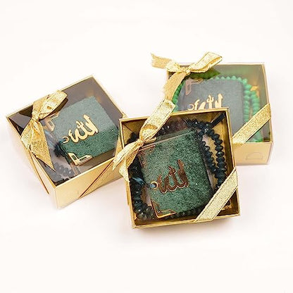 BABY SHOWER CHOCOLATE Set of 10 Islam Quran Tasbeeh Islamic Set | Holy Quran Prayer Beads Gift Box Favor (Green) - color: Green