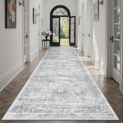 Soalmost Washable Hallway Runner Rug 3x10 Kitchen Entry Rugs Non-Slip, Grey - color: Grey, size: 3' x 10' (Runner)