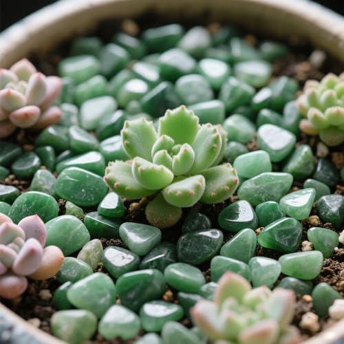 Aquarium Gravel 0.96LB Succulent Rocks Natural Pebbles Vase Filler Home Fish Tank Decor Crushed Stones Quartz Tumbled Polished Bulk - Green Aventurine - color: Green Aventurine