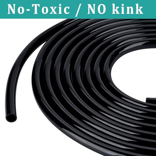 1" id - 25 ft Black Vinyl Tubing Flexible PVC Irrigation Hose & 2 Clamps | Hybrid Hose Transfer Water Fuel Gas for Pond Fountain Garden Waterfall, Durable and Safe - size: 1" ID, style: 25 Feet