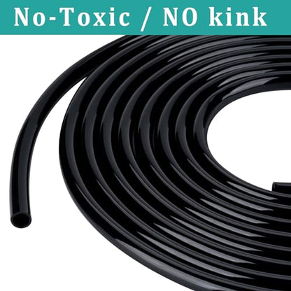 3/4" id - 25 ft Black Vinyl Tubing Flexible PVC Irrigation Hose & 2 Clamps | Hybrid Hose Transfer Water Fuel Gas for Pond Fountain Garden Waterfall, Durable and Safe - size: 3/4" ID, style: 25 Feet