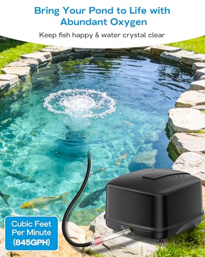 Antfraer Pond Aerator, 635GPH 40L/min Ultra Quiet 43dB IP65 Waterproof Outdoor Air Pump for Koi Pond Water Garden Septic Tank, Winter Ice Prevention All Season - style: Pond Aerator