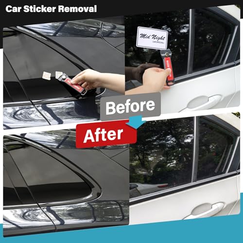 Plastic Razor Blade Scraper Tool with Blade Container 2PCS Razor Scraper with Extra 100PCS Plastic Blades for Adhesive Labels and Decals Sticker Removal on Car Window Glass Floor (W80)