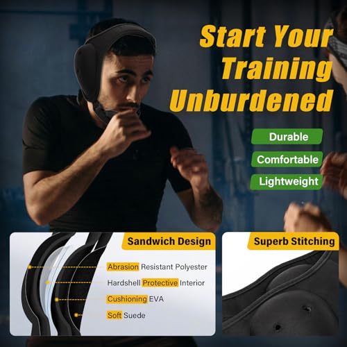 Trymaker Wrestling Headgear, Head Gear with Chin Cup, Sorf Ear Guard for Men, MMA, Jiu-Jitsu (for Users Aged 12+) - size: L (21 1/4" - 25 1/4"), style: Black