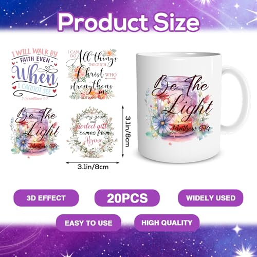 UV DTF Cup Wrap - 20 Sheets Bible Verse UV DTF Cup Wraps for 16 OZ Inspirational Faith God UVDTF Cup Wraps Affirmation Waterproof UV DTF Transfer Stickers for Glass Cup Mug Wood DIY Crafts - style: Bible