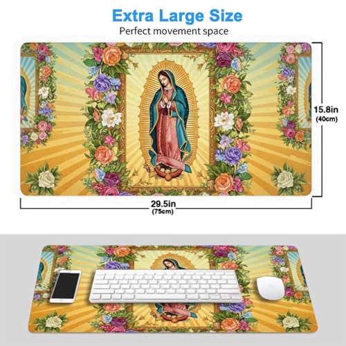 Rubber Base Mousepad Christian Bible Verse Prayer Healing Virgin Mary, Large Extended Desk Mat Keyboard Gaming Accessory - color: Pattern (165), size: 29.5L x 15.8W inches