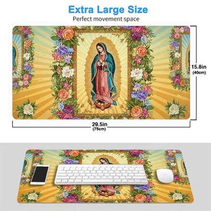 Rubber Base Mousepad Christian Bible Verse Prayer Healing Virgin Mary, Large Extended Desk Mat Keyboard Gaming Accessory - color: Pattern (165), size: 29.5L x 15.8W inches