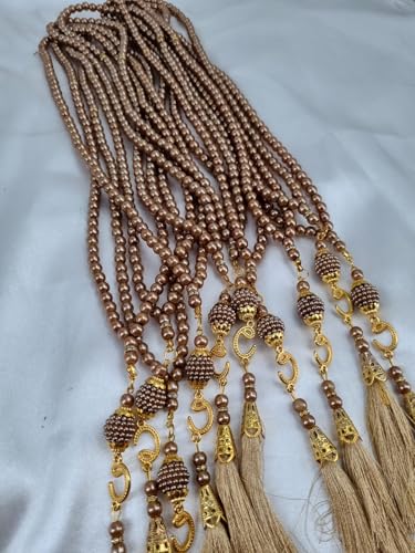 BABY SHOWER CHOCOLATE Set of 30 Muslim Prayer Beads – 99 Bead Tasbeeh in 4 Colors – Islamic Gift for Eid, Ramadan, Dhikr - color: Gold