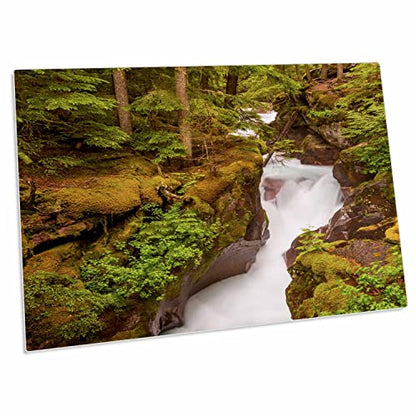 3dRose USA, Montana, Glacier National Park. Waterfall... - Desk Pad Place Mats (dpd-259571-1)