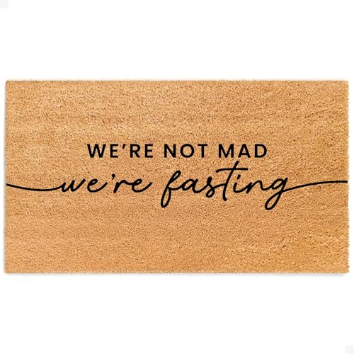 THEODORE MAGNUS Eid Door Mat – Coir Doormat for Outdoor Entrance, Durable Welcome Mat with Non-Slip Backing, Perfect for Front Door and Entryway - Outdoor/Indoor - Not Mad, Fasting - 17" x 30" - color: Not Mad, Fasting