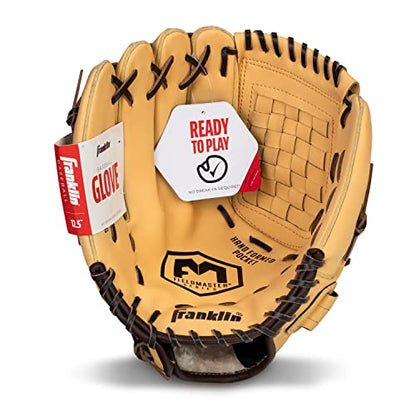 Franklin Sports Field Master Baseball + Softball Glove - Field Master Adult + Youth Baseball + Softball Mitt - Men's + Women's Gloves - color: Camel, style: 12.5" - Basket Web