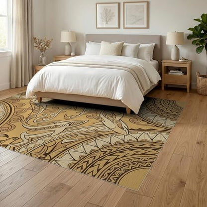 6'x9' Washable Abstract Geometric Area Rug, Beige Foldable Non-Slip Large Carpet Foldable Easy Care Carpet for Queen Size Bedroom, Under Bed, Master Bedroom | Ref:2067659 - color: Beige/Pattern 17, size: 6' x 9' (Rectangular)