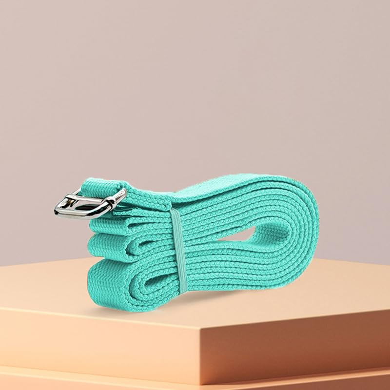 Professional Cotton Yoga Strap (2.5cm Width) – Thickened Non-Slip Stretching Belt for Yoga, Pilates, Rehab & Flexibility Training - color: green
