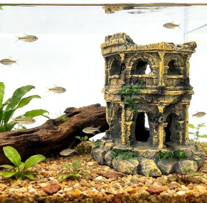M2cbridge Antique Roman Column Ruins European Castle Aquarium Decorations Fish Tank Hideout Rocks (Roman Column Round) - color: Roman Column Round