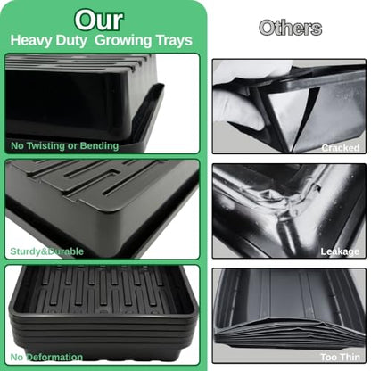 1010 Growing Trays, 10-Pack Heavy Duty Seed Trays 10" x 10" Without Drain Holes for Seedlings, Microgreens, Wheatgrass, Fodder & Hydroponics, Black - size: 10-Pack
