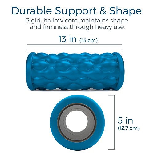Teeter Massage Foam Roller - Textured for Deep Tissue Muscle Relief to Boost Recovery, Flexibility, Mobility - Back Pain Relief, Sports Massage, Myofascial Release - color: Less Firm (Blue/Wavy)