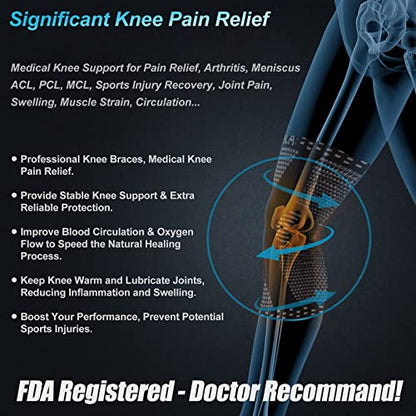 NEENCA Knee Braces for Knee Pain Relief, Compression Knee Sleeves with Patella Gel Pad & Side Stabilizers, Knee Support for Weightlifting, Running, Workout, Arthritis, Meniscus Tear, Men Women. ACE-53 | Patented Patella Gel Pad & Side Stabilizers, Compres