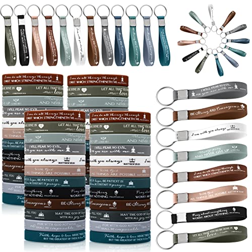 Unittype 120 Pcs Bible Verse Bracelets Keychains Bulk Set - color: Classic Color
