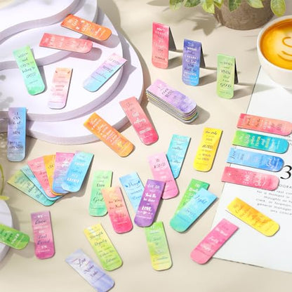 Zonon 48 Pcs Bible Verse Magnetic Christian Bookmarks Watercolor Style - style: Watercolor Style