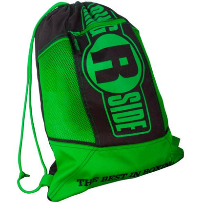 Ringside Boxing Glove Cinch Sack - Lightweight Gym Bag, Green/Black | Durable 15"x19" nylon drawstring bag with a zippered front pocket. Perfect for boxing gloves, shoes, and MMA workout gear - color: Green/Black