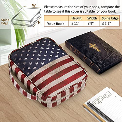 FINPAC Bible Cover, Carrying Book Case Bible Bag with Handle - color: Us Flag